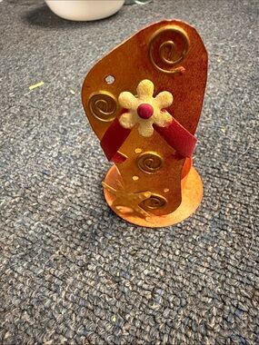 Orange Decorative Flip-Flop Sculpture with Red Accents